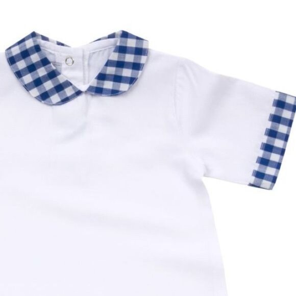 MSC Smocked Blue or Pink gingham day gown 0-6m layette church monogram Easter - Picture 8 of 9